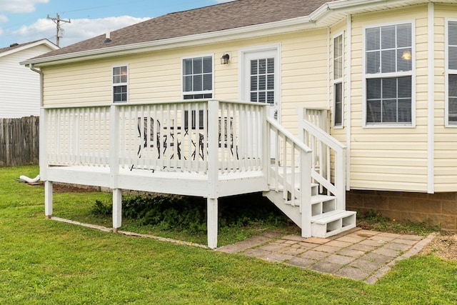 817 Stableford Rd, Oak Grove, KY 42262 - back of property with roof with shingles, fence, a wooden deck, and a yard