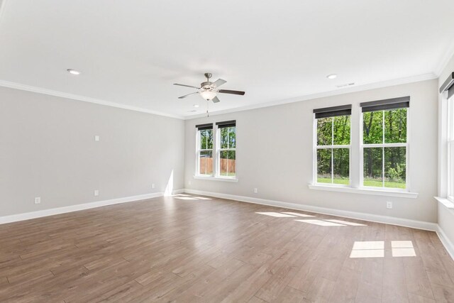 7205 Lake Rd, Fairview, TN 37062 - unfurnished room featuring ceiling fan, baseboards, ornamental molding, wood finished floors, and recessed lighting