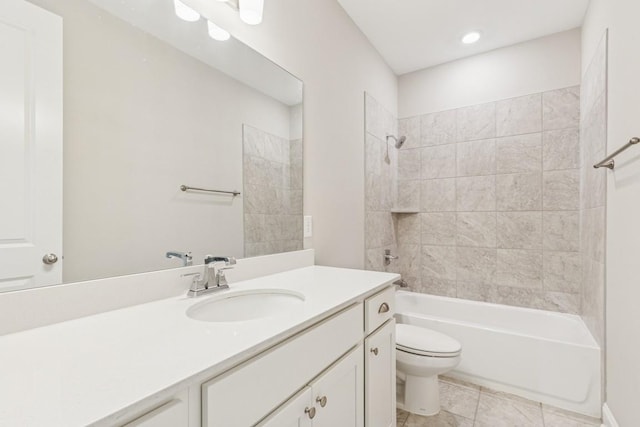 7205 Lake Rd, Fairview, TN 37062 - full bath with toilet, tub / shower combination, vanity, tile patterned flooring, and recessed lighting