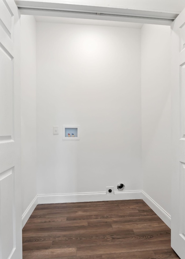 795 Lowery Ln, Mcminnville, TN 37110 - washroom featuring laundry area, hookup for a washing machine, dark wood finished floors, and hookup for an electric dryer