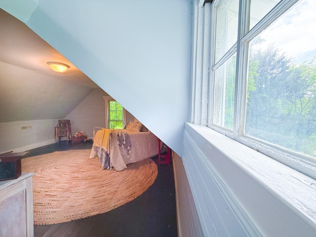 bedroom with vaulted ceiling