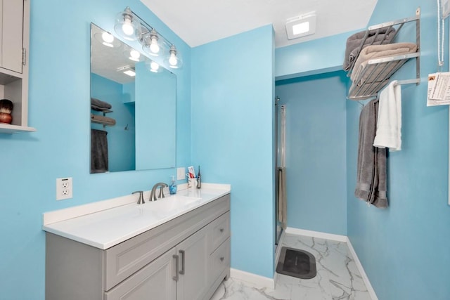 401 Longview St, Athens, AL 35611 - full bathroom featuring baseboards, marble finish floor, and a stall shower