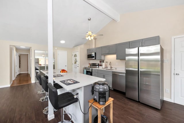 401 Longview St, Athens, AL 35611 - kitchen with light countertops, a sink, gray cabinetry, and stainless steel appliances