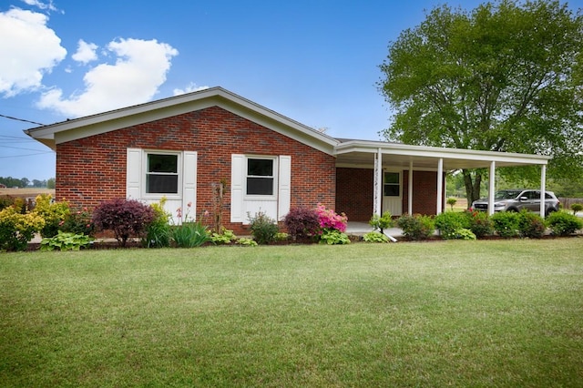 401 Longview St, Athens, AL 35611 - ranch-style house with covered porch, a front lawn, and brick siding