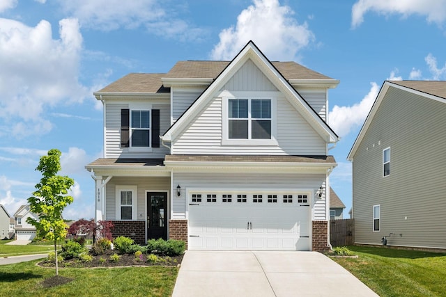 1010 Baltusrol Ln, Lebanon, TN 37087 - view of front of house with brick siding, a garage, a front lawn, and concrete driveway