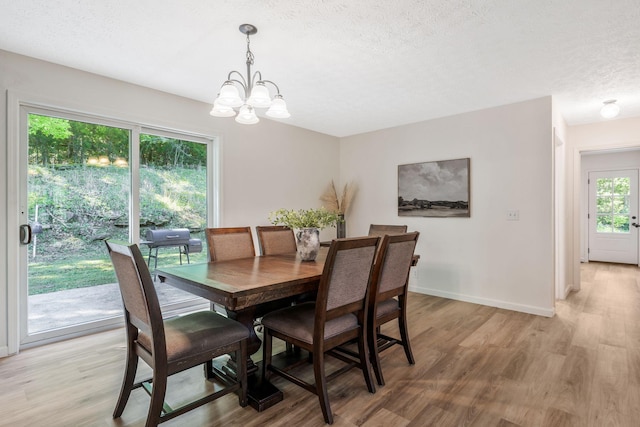 1780 Warren Hollow Rd, Nolensville, TN 37135 - dining room with light wood-style flooring, a chandelier, a textured ceiling, and baseboards