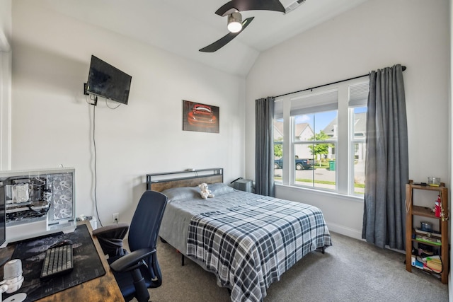4015 John Marsh Rd, Spring Hill, TN 37174 - carpeted bedroom with a ceiling fan, baseboards, and vaulted ceiling