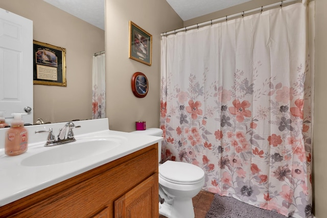 110 Broomsage Cir, Unionville, TN 37180 - full bathroom with toilet, tile patterned floors, a shower with shower curtain, and vanity