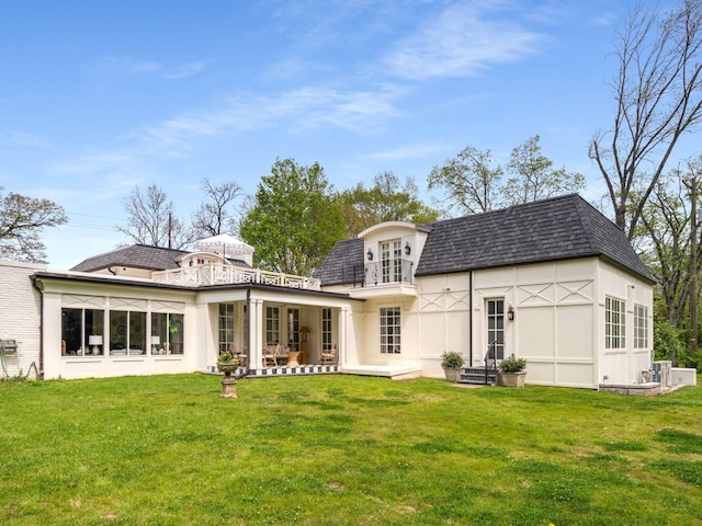305 Davidson Rd, Nashville, TN 37205 - rear view of house featuring a shingled roof, a yard, and mansard roof