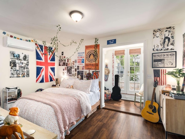 305 Davidson Rd, Nashville, TN 37205 - bedroom with wood-type flooring, a wall mounted air conditioner, and access to exterior