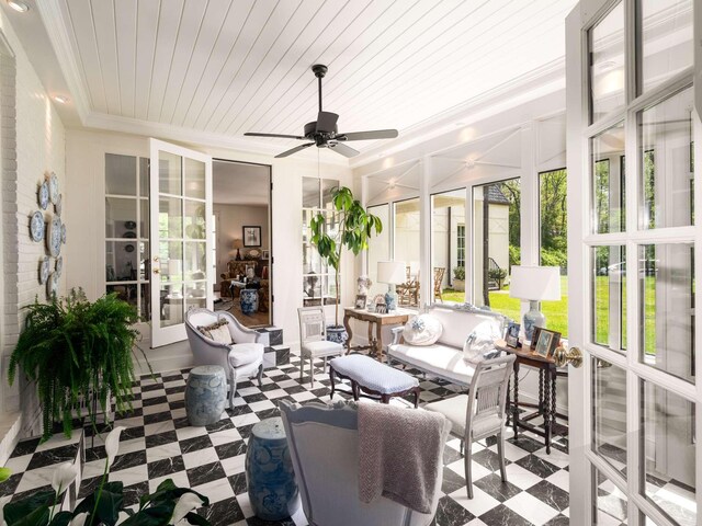 305 Davidson Rd, Nashville, TN 37205 - sunroom / solarium featuring ornamental molding, tile patterned floors, and wooden ceiling