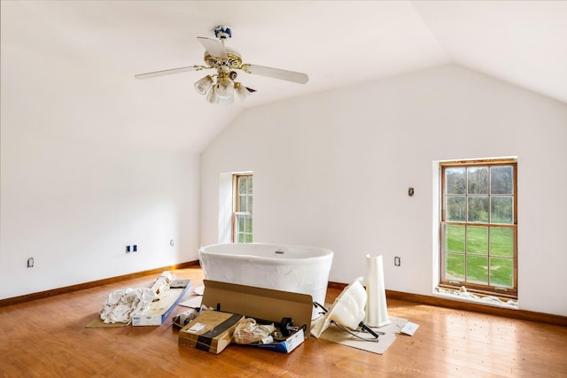 5506 Lickton Pike, Goodlettsville, TN 37072 - interior space with baseboards, a ceiling fan, light wood-style flooring, and lofted ceiling