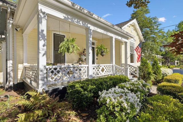 entrance to property featuring a porch