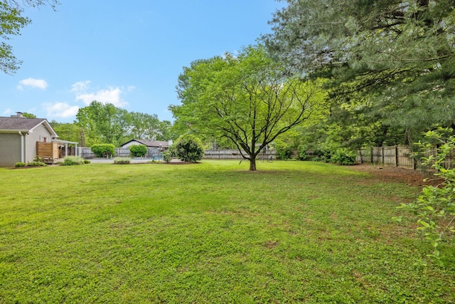 view of yard with a fenced backyard