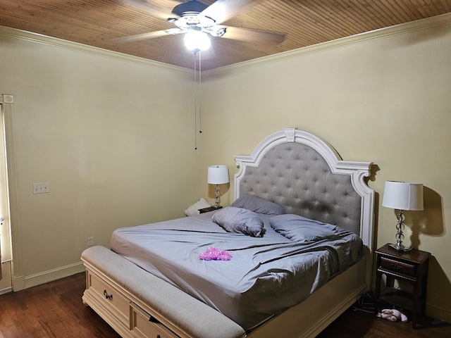 202 W Main St, Decherd, TN 37324 - bedroom featuring wood finished floors, a ceiling fan, baseboards, crown molding, and wood ceiling