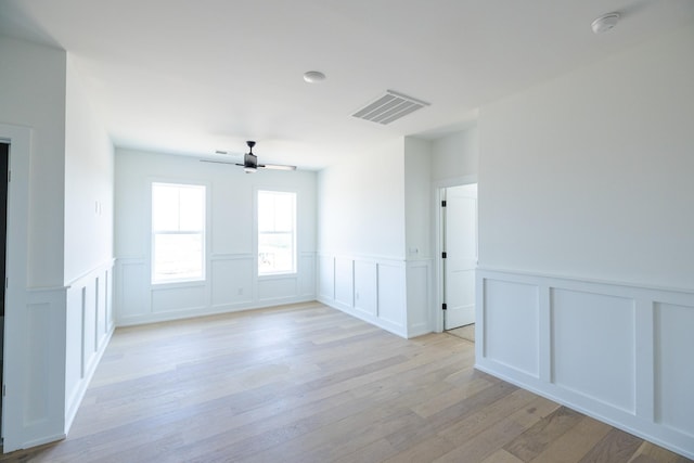 4060 Penfield Dr Unit E, Franklin, TN 37069 - empty room featuring visible vents, ceiling fan, a decorative wall, and a wainscoted wall