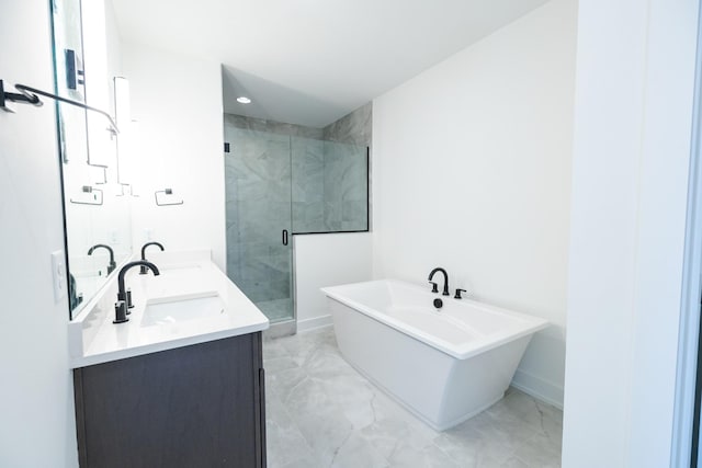 4060 Penfield Dr Unit E, Franklin, TN 37069 - full bath with a freestanding bath, a stall shower, a sink, and marble finish floor