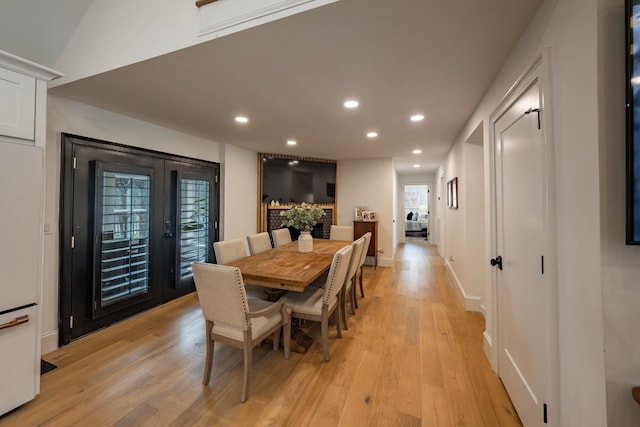 2025 Sanford Dr, Mount Juliet, TN 37122 - dining area with recessed lighting, light wood-style flooring, baseboards, and french doors