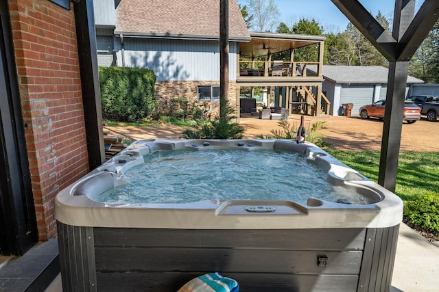 2025 Sanford Dr, Mount Juliet, TN 37122 - exterior space with a hot tub, a deck, and stairs