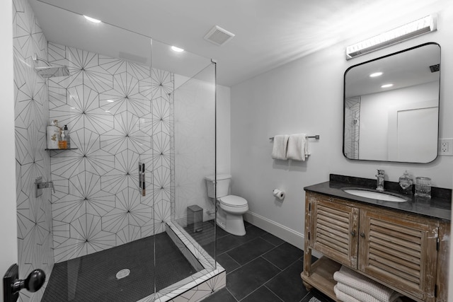 2025 Sanford Dr, Mount Juliet, TN 37122 - full bathroom featuring vanity, toilet, tile patterned floors, visible vents, and a stall shower