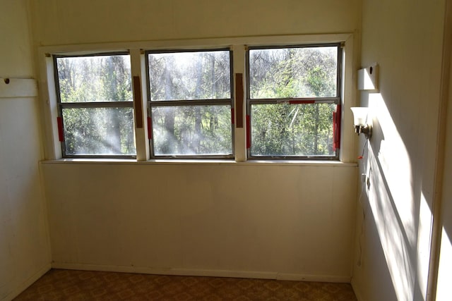 unfurnished room with baseboards and a wealth of natural light