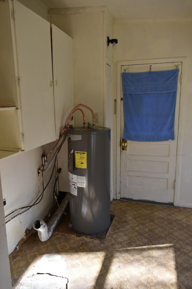 utility room with electric water heater