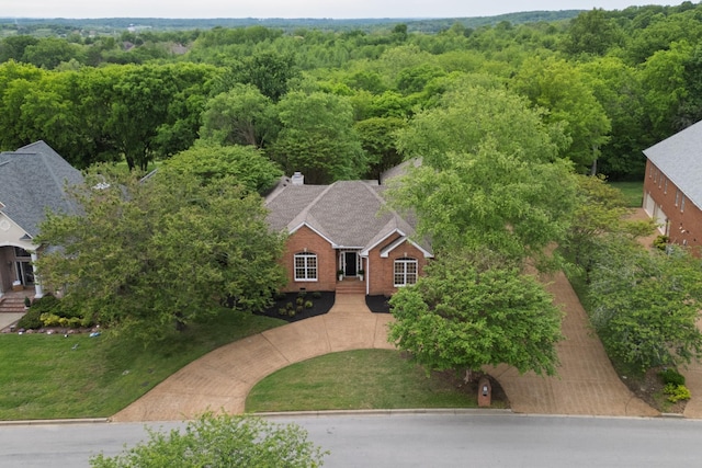 aerial view featuring a view of trees