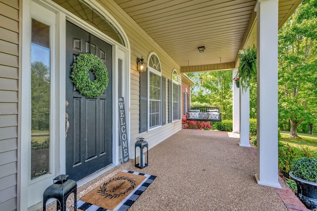 view of patio featuring covered porch