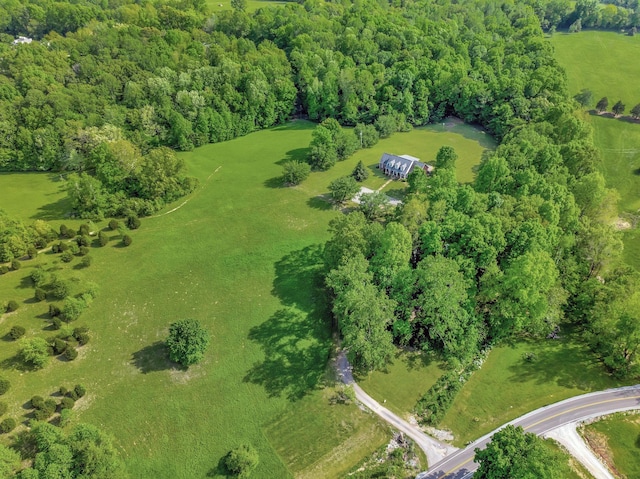 aerial view featuring a forest view