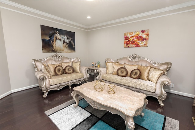 9657 Brass Valley Dr, Brentwood, TN 37027 - living area with crown molding, recessed lighting, wood-type flooring, and baseboards