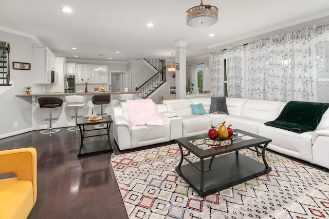 9657 Brass Valley Dr, Brentwood, TN 37027 - living area with crown molding, light wood-style floors, and stairway