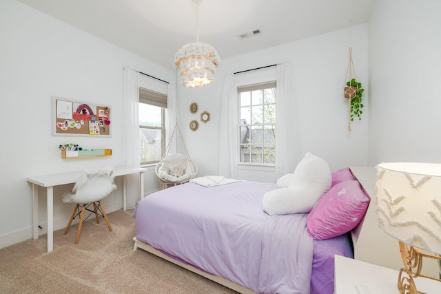 743 Fontwell Ln, Franklin, TN 37064 - carpeted bedroom with a notable chandelier and visible vents