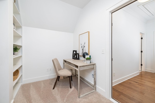 743 Fontwell Ln, Franklin, TN 37064 - office with baseboards, vaulted ceiling, and attic access