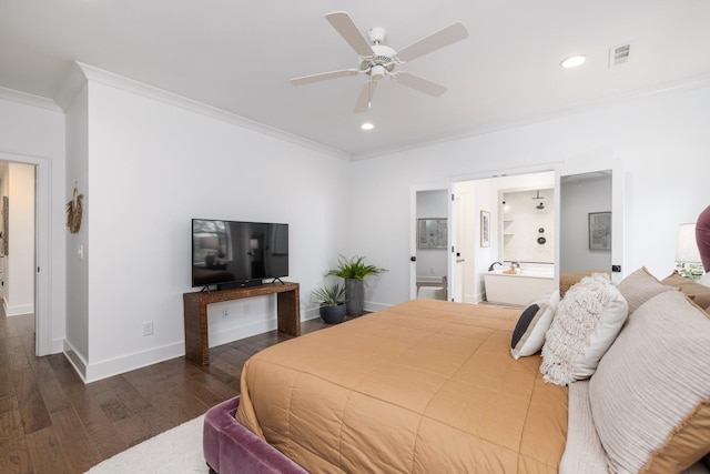 743 Fontwell Ln, Franklin, TN 37064 - bedroom with crown molding, recessed lighting, wood finished floors, and visible vents