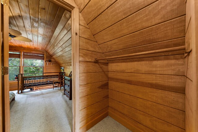 4428 Deer Creek Rd, Linden, TN 37096 - additional living space featuring wood ceiling, vaulted ceiling, and wood walls