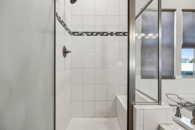 bathroom with a stall shower
