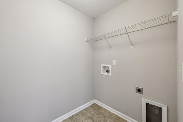 laundry area with washer hookup, baseboards, laundry area, and electric dryer hookup