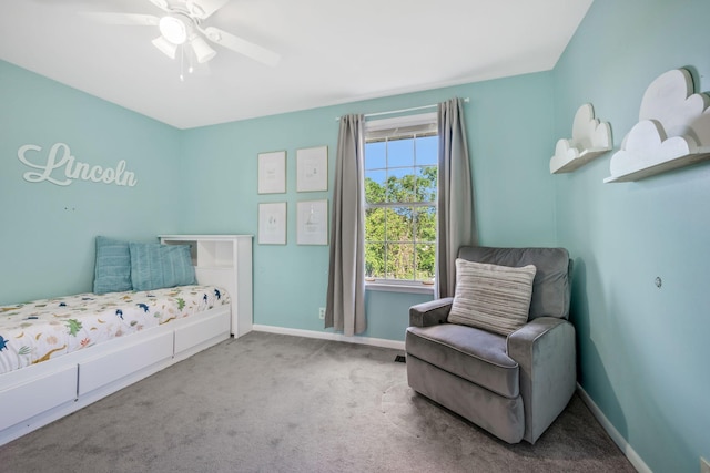 6505 Firestone Ct, Nashville, TN 37209 - sitting room with carpet floors, baseboards, and ceiling fan