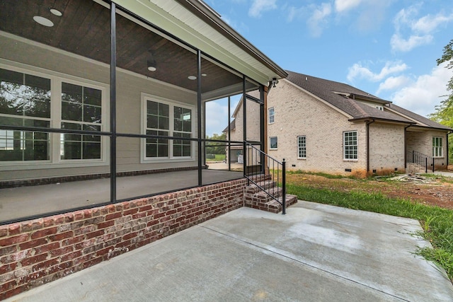 view of patio with stairway