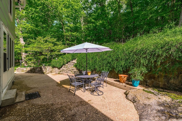 view of patio featuring outdoor dining space