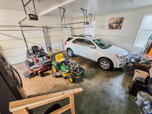 garage with a garage door opener