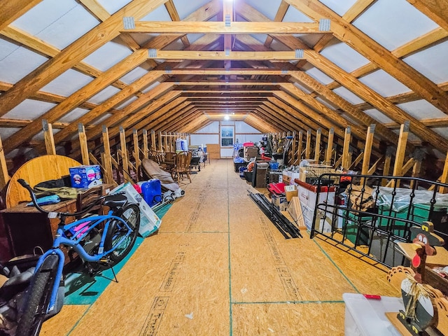 view of unfinished attic