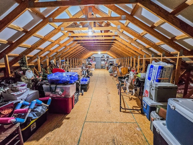 view of unfinished attic