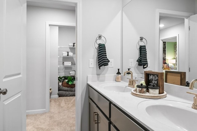 bathroom with a sink and double vanity