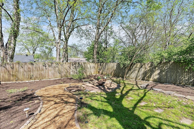view of yard featuring a fenced backyard