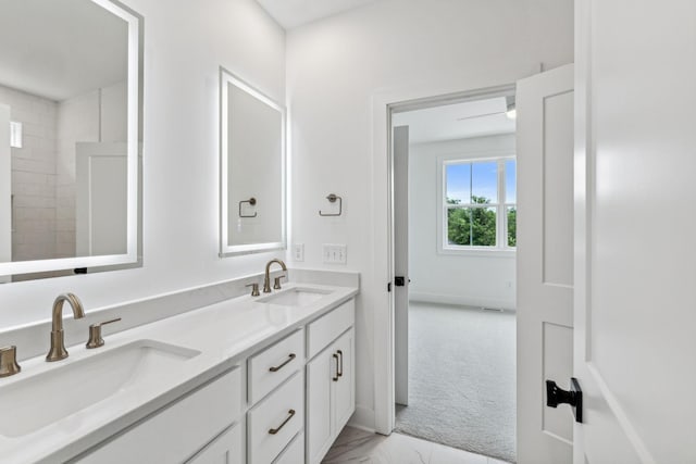 1303 Katie Ave Unit B, Nashville, TN 37207 - full bath featuring double vanity, baseboards, a sink, and marble finish floor