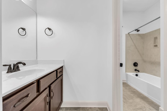 bathroom featuring vanity, tile patterned floors, and bathtub / shower combination