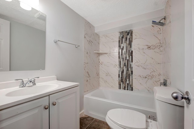 217 Sterry Ct, Antioch, TN 37013 - full bathroom featuring vanity, toilet, a textured ceiling, and  shower combination