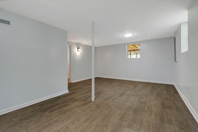 217 Sterry Ct, Antioch, TN 37013 - basement featuring baseboards, visible vents, and dark wood-style floors