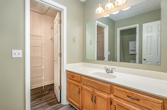 bathroom featuring wood finished floors and vanity